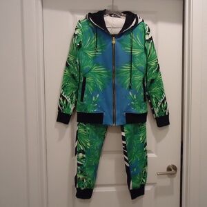 Jungle Zebra Print Versace Men's Set 2 pc Pants Hoodie RN# V00238-11562 S